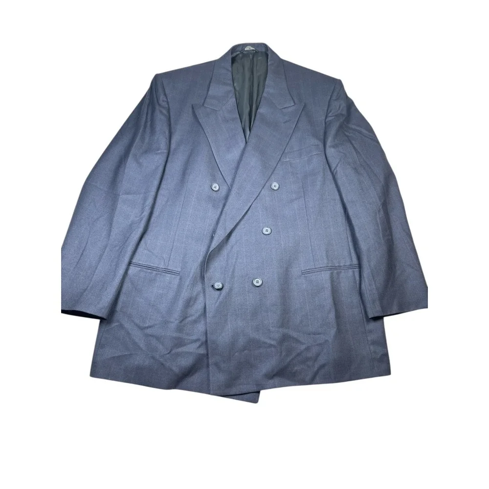 Perry Ellis Men's 45LG Navy 100% Worsted Wool‎ Double-Breasted Big & Tall Blazer